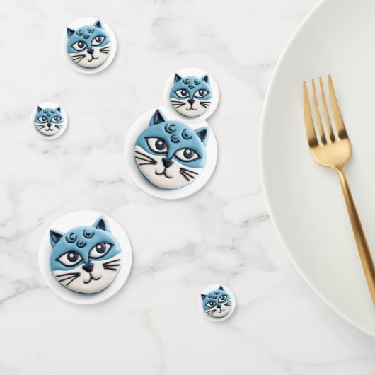 Confettis Chat Bleu Oriental 3D Inspiré (Groupe)