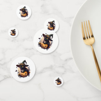 Confettis Chat de sorcière pour Halloween