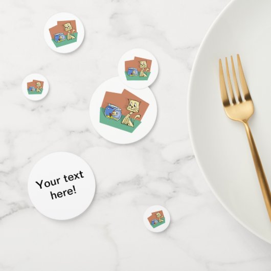 Confettis Chat et cuvette de poisson (Groupe)