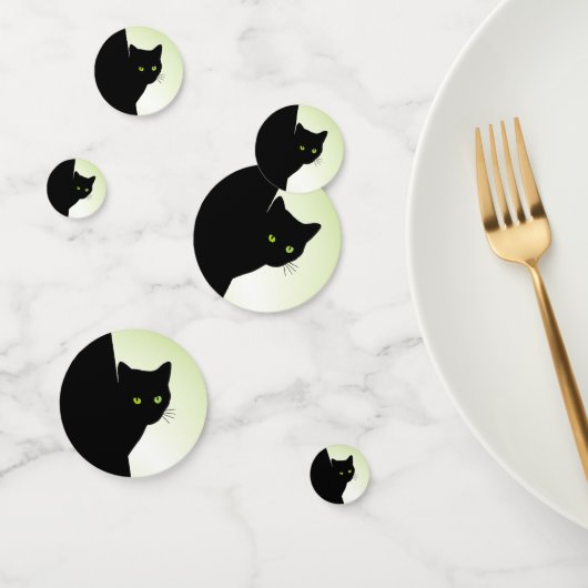 Confettis Chat noir aux yeux verts (Groupe)