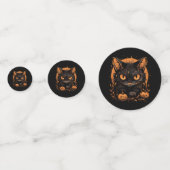 Confettis Chat noir d'Halloween avec Citrouilles et lune (Devant)