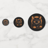 Confettis Chat noir d'Halloween avec Citrouilles et lune (Derrière)
