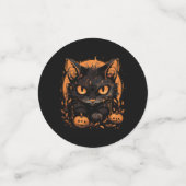 Confettis Chat noir d'Halloween avec Citrouilles et lune (Petit recto)