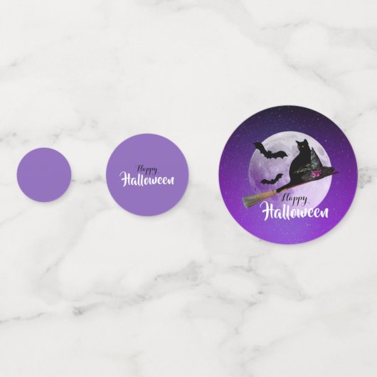 Confettis Chat noir d'Halloween sur la Pleine lune de chambr (Devant)