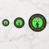 Confettis Chat noir jaune Vert Joyeux Ballons d'Halloween (Derrière)