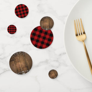 Confettis Chèques-plaqués de bisons rouges noirs à billes de