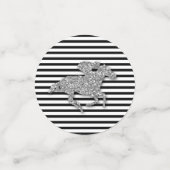 Confettis Cheval de course argenté sur rayures noires et bla (Petit recto)