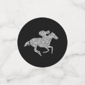 Confettis Cheval de course Derby argent sur fond noir (Petit recto)