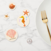 Confettis Cheval de mer, coquillages, étoiles & perles sur t (Groupe)