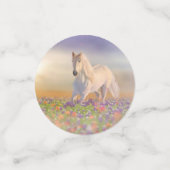 Confettis Cheval de rêve traversant une prairie rose (Petit recto)