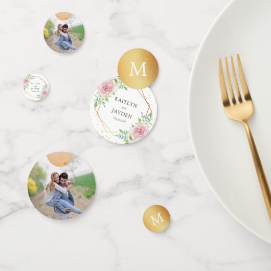 Confettis Chic Géométrique Mariage floral à huile d'or (Groupe)