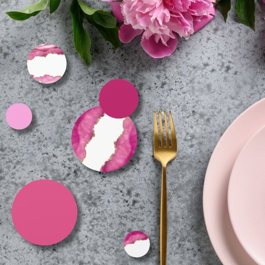 Confettis Chic Or & Rose Agate Pierre Décoration de Table de