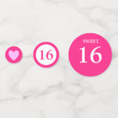 Confettis Chic Seizième anniversaire sur blanc et rose (Derrière)