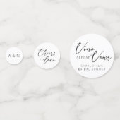 Confettis Chic Vino Avant Vows Black White Photo Initiales (Devant)