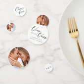 Confettis Chic Vino Avant Vows Black White Photo Initiales (Groupe)
