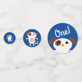 Confettis Chien chiot mignonne Colorée 1er Anniversaire Thèm (Devant)