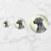 Confettis Chien géométrique gris sur fond vert (Derrière)