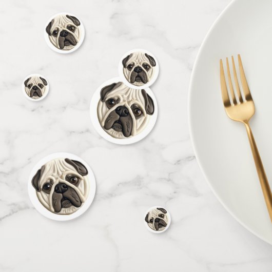 Confettis Chien Pug 3D Inspiré (Groupe)