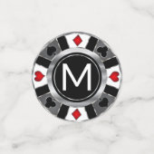 Confettis Chip de Poker Casino mariage - Argent et Noir (Petit recto)