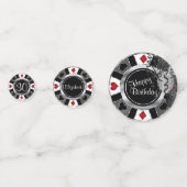 Confettis Chip de Poker de Casino Anniversaire - Argent et N (Devant)
