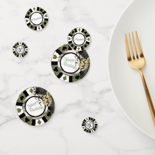 Confettis Chip de Poker de Casino Anniversaire - Vert (Groupe)