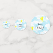 Confettis Ciel d'été bleu soleil avec nuages Voeux d'anniver (Derrière)