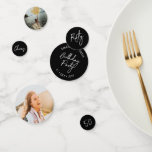 Confettis Cinquante | Black & White Modern 50th Birthday Pho<br><div class="desc">Ajoutez des détails à votre journée spéciale avec cet élégant confetti de table photo de 50e anniversaire. Ce design présente un script de brosse chic "Fifty",  "Cheers",  "Anniversaire" en noir et blanc. D'autres conceptions et fournitures de fête sont disponibles à ma boutique BaraBomDesign.</div>