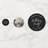 Confettis Cinquante | Black & White Modern 50th Birthday Pho (Devant)