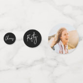 Confettis Cinquante | Black & White Modern 50th Birthday Pho (Derrière)