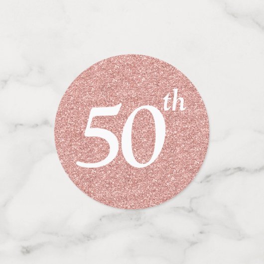 Confettis Cinquante et fabuleux blanc sur la table Rose Part (Petit recto)