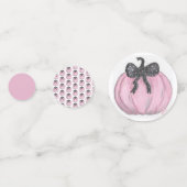 Confettis Citrouille rose avec arc noir (Devant)