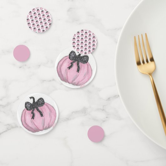 Confettis Citrouille rose avec arc noir (Groupe)