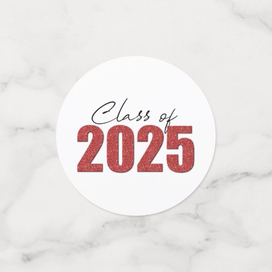 Confettis Classe Parties scintillant rouge de 2025 (Petit recto)