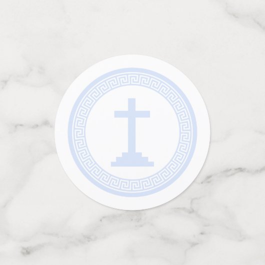 Confettis Clé grecque Baptême Bleu Blanc (Petit recto)