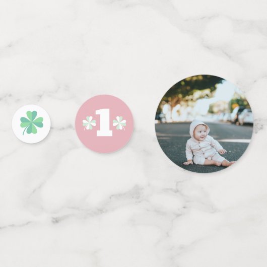 Confettis Clover rose Arc en ciel Lucky One Photo 1er annive (Derrière)