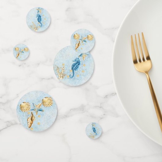 Confettis Coastal Chic | Corail bleu et or (Groupe)
