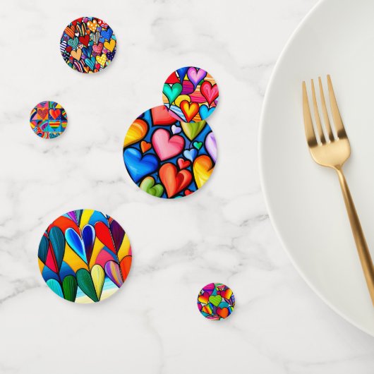 Confettis Coeurs arc-en-ciel (Groupe)