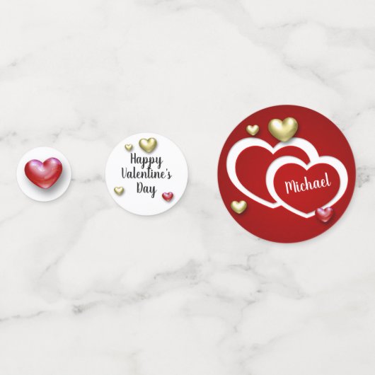 Confettis Coeurs de la Saint Valentin Rouge moderne (Derrière)