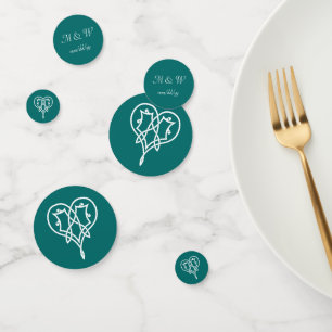 Confettis Coeurs de tissage celtique dans la table Turquoise