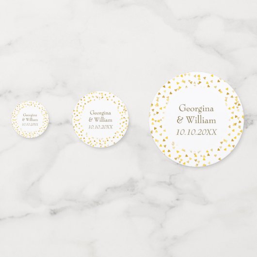 Confettis Coeurs d'or Mariages personnalisés (Devant)