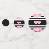 Confettis Coeurs et fleurs roses sur mariage noir & blanc (Derrière)