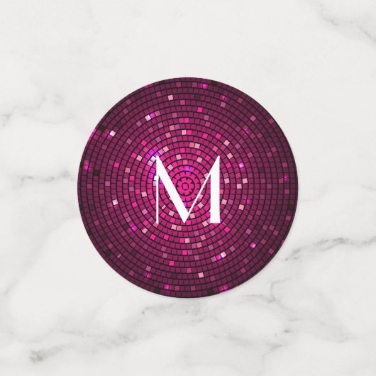 Confettis Conception de Monogramme Disco Party Rose. (Petit recto)