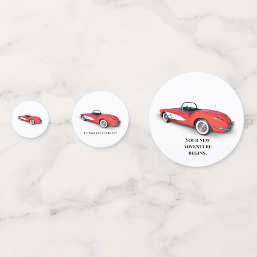 Confettis corvette convertible rouge rétro (Derrière)