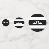 Confettis Couple de cygne sur mariage noir et blanc (Derrière)