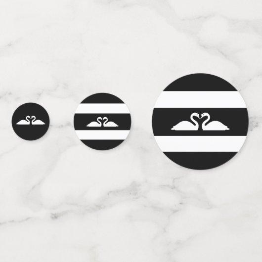 Confettis Couple de cygne sur mariage noir et blanc (Derrière)