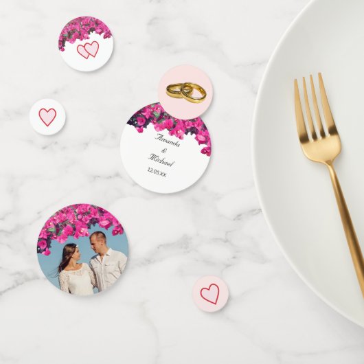 Confettis Couple Tropical Floral Mariage (Groupe)