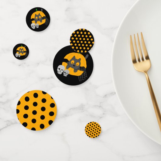 Confettis Crânes de Citrouille de chat noir Enfants Hallowee (Groupe)