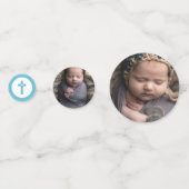 Confettis Croix Bleue Initiales 3 Photos Baptême Christening (Devant)