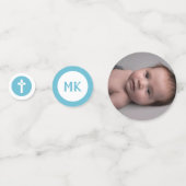 Confettis Croix Bleue Initiales 3 Photos Baptême Christening (Derrière)