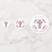 Confettis Croix Chic Première Sainte Communion Fille Fleur r (Devant)